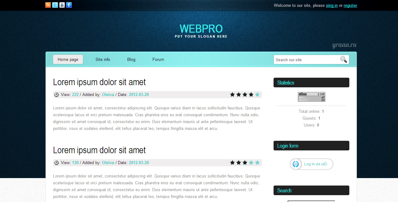 Шаблон WebPro для uCoz