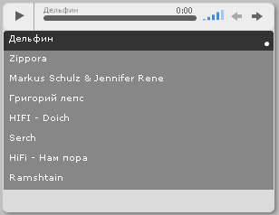 Аудиоплеер серого цвета с плейлистом